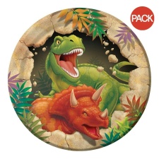 Creative Party Paper Dinosaur Dessert Plate (Pack of 8) - Multicoloured - One Size