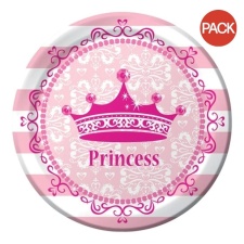 Creative Party Princess Royalty Dinner Plate (Pack of 8) - Pink/White - One Size