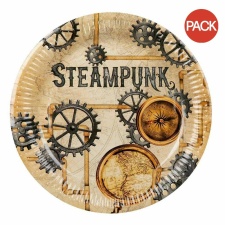 Boland Cardboard Steampunk Disposable Plates (Pack of 8) - Black/Brown - One Size