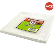 The Range Plastic Square Party Plates (Pack of 12) - White - One Size