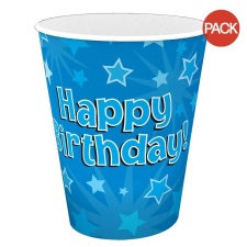 Oaktree Paper Stars Happy Birthday Party Cup (Pack of 8) - Blue - One Size