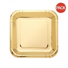 Amscan Metallic Square Party Plates (Pack of 8) - Gold - One Size