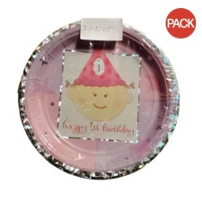 Amscan 1st Birthday Party Plates (Pack of 8) - Pink - One Size