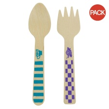 Alice In Wonderland Tea Party Disposable Cutlery Set (Pack of 24) - Beige/Green/Purple - One Size