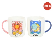 Something Different Sun and Moon Celestial Mug Set (Pack of 2) - White/Blue/Red - One Size