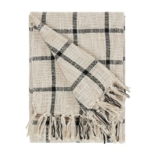 Yard Beni Checked Fringed Throw - Natural/Black - 180cm x 130cm