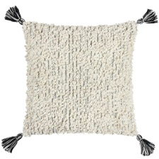 Hoem Cambre Bouclé Tassel Cushion Cover - White/Black - 50cm x 50cm