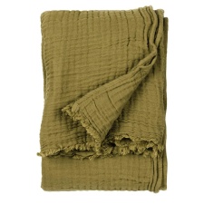 Yard Lark Muslin Crinkled Throw - Khaki Green - 180cm x 130cm