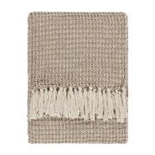 Yard Lorne Waffle Fringed Throw - Biscuit - 200cm x 150cm