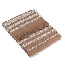 Hoem Jour Woven Linear Fringed Throw - Baked Clay - 180cm x 130cm