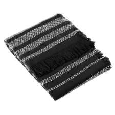 Hoem Jour Woven Linear Fringed Throw - Noir - 180cm x 130cm