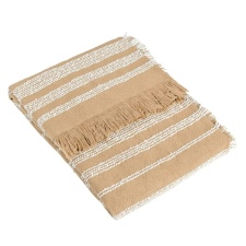 Hoem Jour Woven Linear Fringed Throw - Nougat - 180cm x 130cm