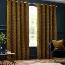 Paoletti New Galaxy Chenille Eyelet Curtains - Gold - 117cm x 137cm