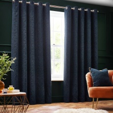 Paoletti New Galaxy Chenille Eyelet Curtains - Navy - 168cm x 137cm