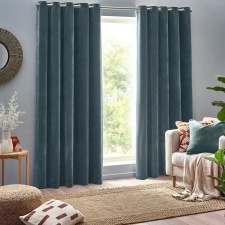 Yard Chenille Velvet Eyelet Curtains - Marine - 117cm x 137cm