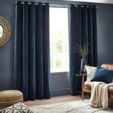 Yard Chenille Velvet Eyelet Curtains - Navy - 229cm x 183cm