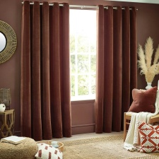 Yard Chenille Velvet Eyelet Curtains - Nutmeg - 168cm x 183cm