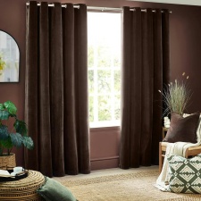 Yard Chenille Velvet Eyelet Curtains - Brown - 168cm x 229cm