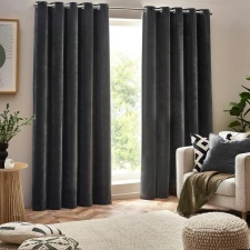 Yard Chenille Velvet Eyelet Curtains - Charcoal - 229cm x 229cm