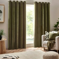 Yard Chenille Velvet Eyelet Curtains - Olive - 117cm x 183cm