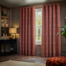 Paoletti Gatsby Jacquard Eyelet Curtains - Terracotta - 229cm x 183cm