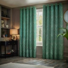 Paoletti Gatsby Jacquard Eyelet Curtains - Emerald - 229cm x 183cm