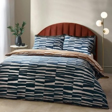 Hoem Piper Reversible Cotton Abstract Duvet Cover Set - Dusk/Bronze - King