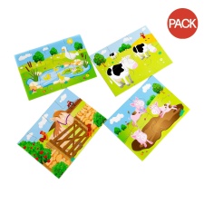 Kids Create Farm Animals Puzzle (Pack of 4) - Multicoloured - One Size