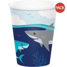 Creative Party Paper Shark Party Cup (Pack of 8) - Blue/Grey/White - One Size