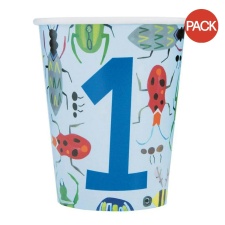 Unique Party Paper Bug 1st Birthday Party Cup (Pack of 8) - Blue - One Size