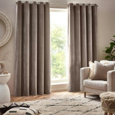 Yard Chenille Velvet Eyelet Curtains - Greige - 137cm x 229cm