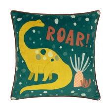 Little Furn Roar Piped Velvet Cushion Cover - Teal - 43cm x 43cm