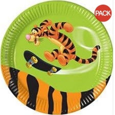 Winnie the Pooh Paper Round Tigger Party Plates (Pack of 10) - Green/Yellow/Black - One Size