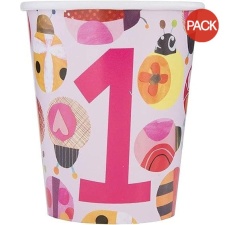 Unique Party Paper Ladybird 1st Birthday Party Cup (Pack of 8) - Pink - One Size