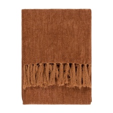 Yard Harri Herringbone Fringe Throw - Ginger - 180cm x 130cm