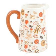 Something Different Autumn Leaves And Pumpkins Flower Jug - White/Orange - One Size