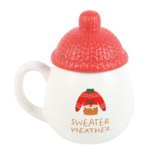 Something Different Sweater Weather Mug With Lid - White/Red - One Size