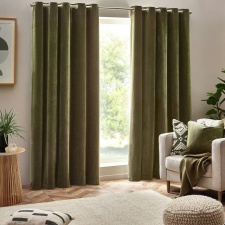 Yard Chenille Velvet Eyelet Curtains - Olive - 229cm x 168cm