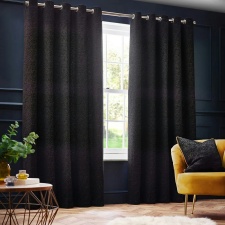 Paoletti New Galaxy Chenille Eyelet Curtains - Black - 168cm x 137cm