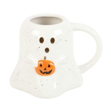 Something Different Peekaboo Ghost Novelty Mug - White/Orange - One Size