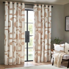 Hoem Carro Abstract Eyelet Curtains - Clay - 90in x 90in