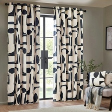 Hoem Carro Abstract Eyelet Curtains - Dusk - 90in x 90in