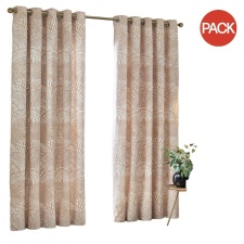 Hoem Nola Abstract Eyelet Curtains (Pack of 2) - Oat - 183cm x 229cm