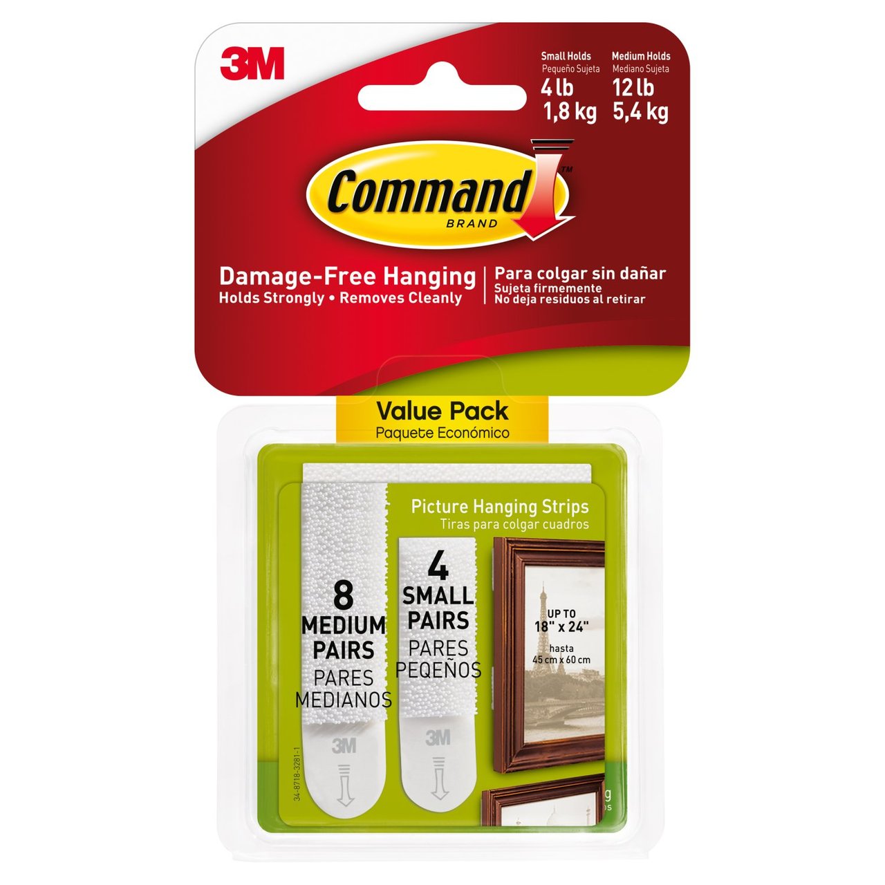 Command Picture Hanging Strips  Small (8 med sets & 4 small sets/pk)