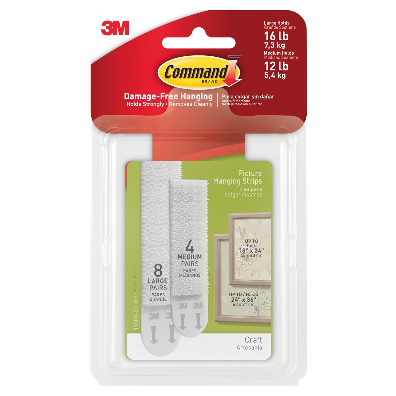 Command Picture Hanging Strips (8 medium strips, 16 large strips/pk)