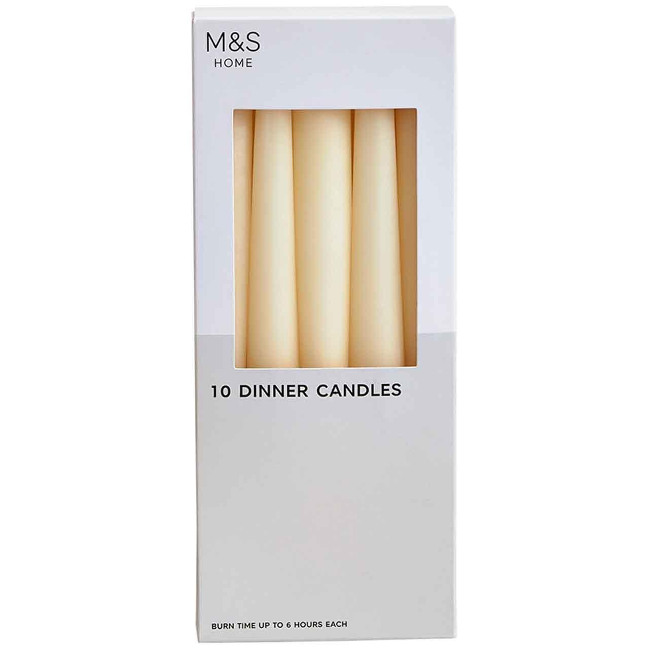 M&S Dinner Candles, White, 10 Pack