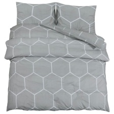 Duvet Cover Set Grey 220x240 cm Cotton