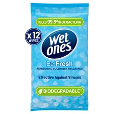 Wet Ones Be Fresh 12 Antibacterial & Biodegradable Wipes