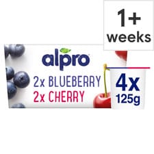 Alpro Blueberry & Cherry Soya Dairy Free Yoghurt Alternative 4x125g