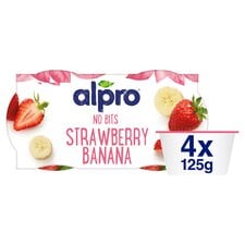 Alpro Strawberry Banana Dairy Free Yoghurt Alternative 4x125g -  HelloSupermarket